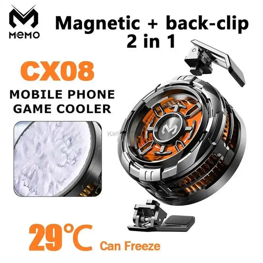 🎮 MEMO CX08 Magnetic 2-in-1 Mobile Cooler ❄️ Universal Semiconductor Cooling Fan for iOS & Android PUBG Gaming 🚀